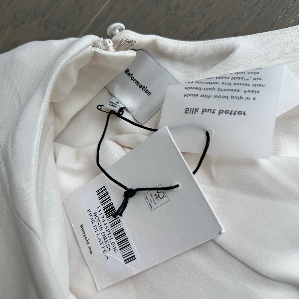 Reformation BONIE Fior Di Latte Ivory White Wedding Dress - Size 6 - with tags - Picture 4 of 15